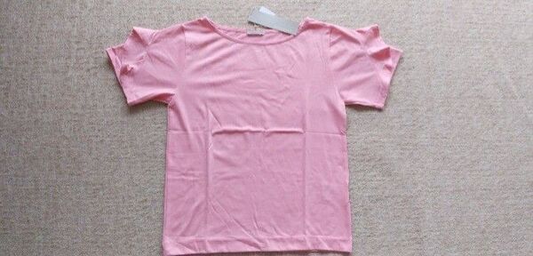 ワールド☆OPAQUE.CLIP☆オペークドットクリップ☆半袖☆トップス☆Tシャツ☆袖フリル☆Mサイズ☆ピンク☆新品☆タグ付き