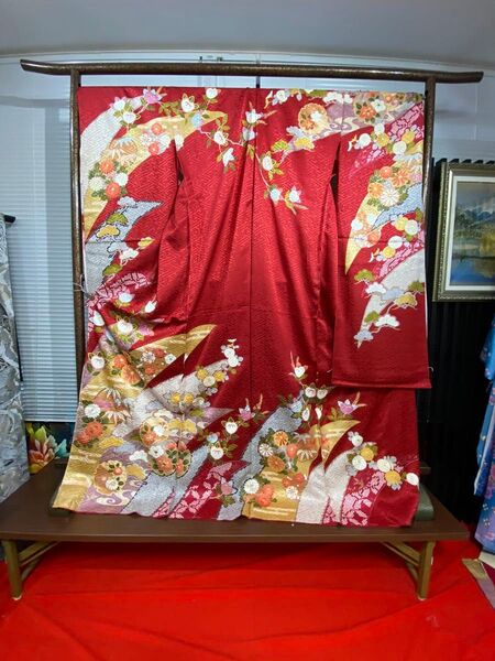 正絹 振袖 絞り 仮縫い 仮えば 絵羽 新品未使用 豪華振袖