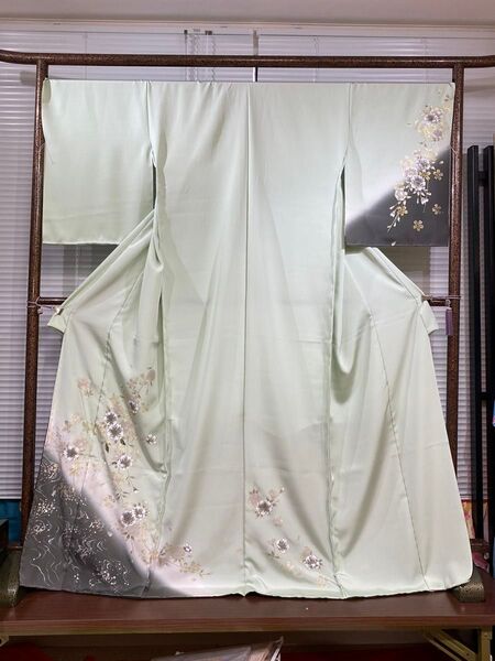 正絹 訪問着 着物 未仕立て 花柄等 絵羽 仮えば 仮縫い 仮絵羽 新品未使用 金彩 銀彩
