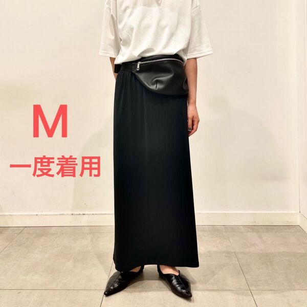 美品 一度のみ着用 ジーユー gu リブナロースリットロングスカート ロングスカート ブラック M 春 夏
