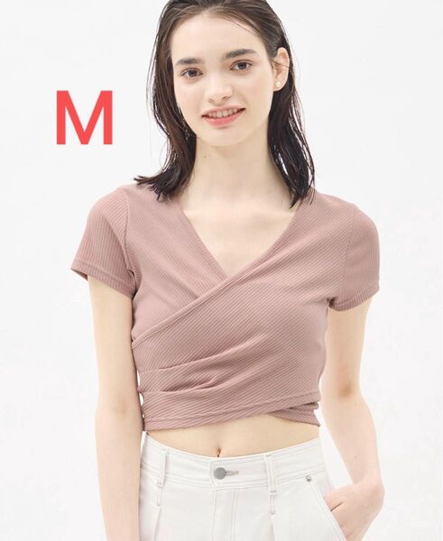 ジーユー gu カシュクールT トップス 半袖Tシャツ M ピンク