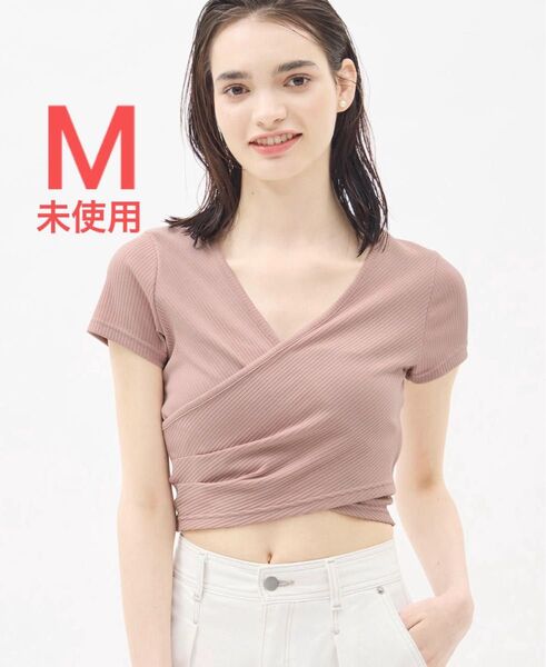 未使用 ジーユー gu カシュクールT トップス 半袖Tシャツ M ピンク