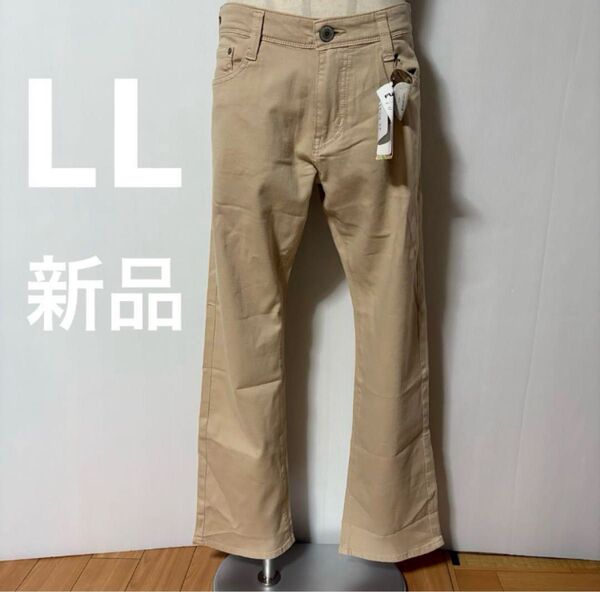 新品 LLサイズ ベージュ ストレッチパンツ チノパン 大きなサイズ レディース