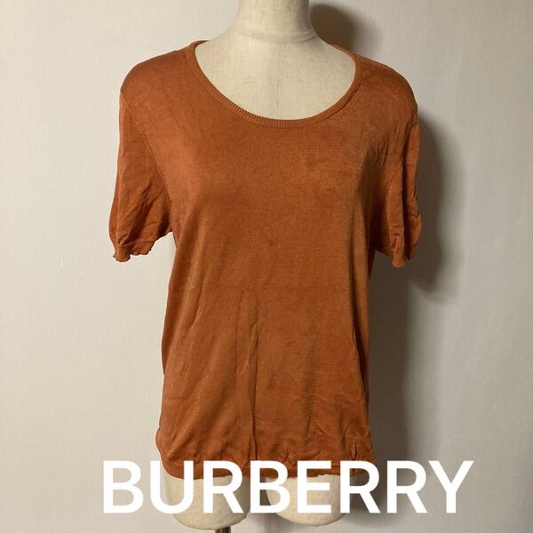 BURBERRY LONDON バーバリー シルク混 半袖 夏ニット ゆったり カットソー Tシャツ 薄手 無地