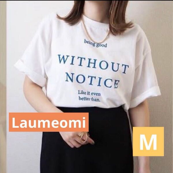 Laumeomi ×しまむら Lutique ロゴTシャツ 半袖 M 白