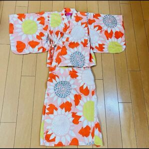 女の子 浴衣セット ひまわり花柄 110サイズ