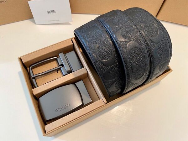 コーチベルト 新品 リバーシブル フリーサイズ バックル回転 ベルト 社会人 紳士