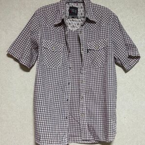 半袖 シャツ チェック 古着 L ボタンダウン think pink