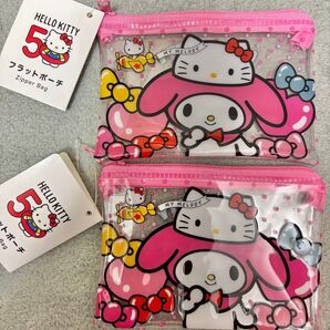 サンリオ フラットポーチ ハローキティ マイメロディ 2個セット
