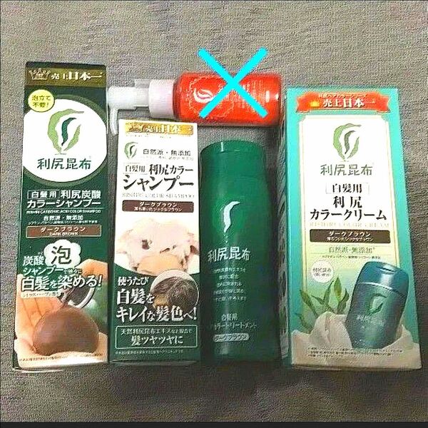 利尻ダークブラウン 白髪用利尻昆布シリーズ カラーシャンプー カラートリートメント 炭酸シャンプー カラークリーム