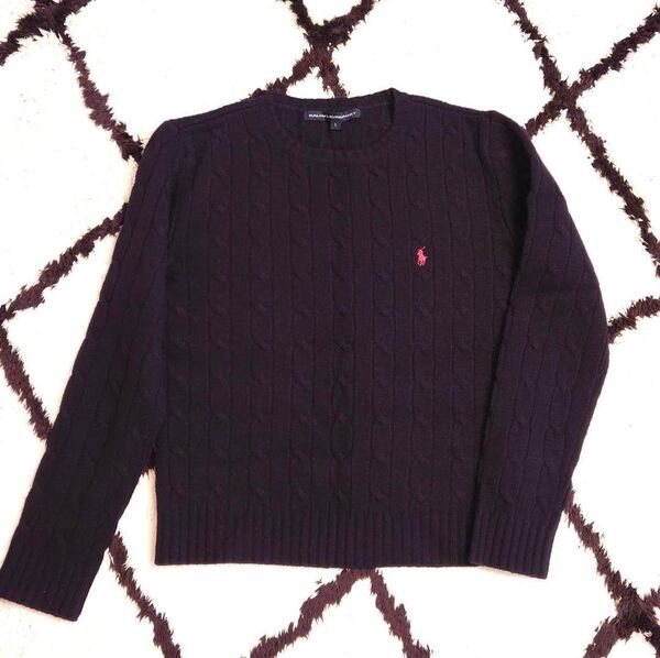 Ralph Lauren ラルフローレン スポーツ ケーブル ニット セーター POLO ニット セーター ネイビー