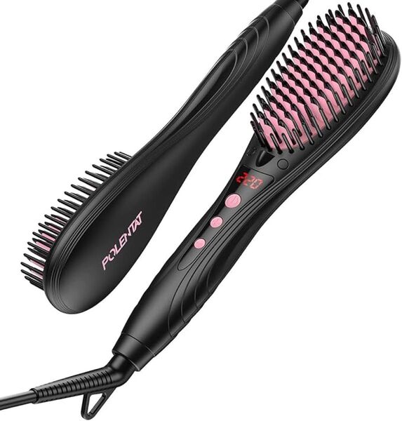 ストレートブラシブラシ型ヘアアイロン ヒートブラシ マイナスイオン