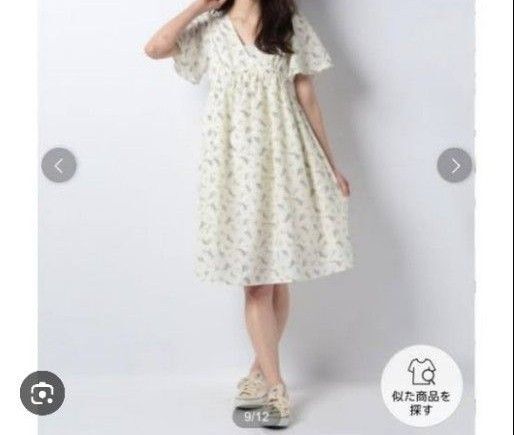 カシュクールフラワーワンピース 半袖ワンピース 花柄 チュニック