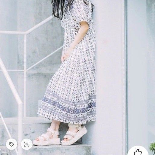エスニックプリントワンピース 半袖 花柄