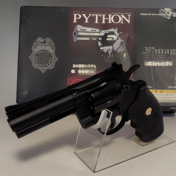 東京マルイ ガスリボルバー コルトパイソン.357マグナム 4インチ (旧型) (18歳以上専用) リアルカート変更 状態良好