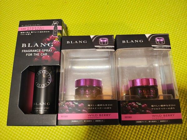 BLANG 車用 消臭芳香剤 エアコン吹出用2個 カーフレグランススプレー1本 未開封品 ワイルドベリー L315 H1105