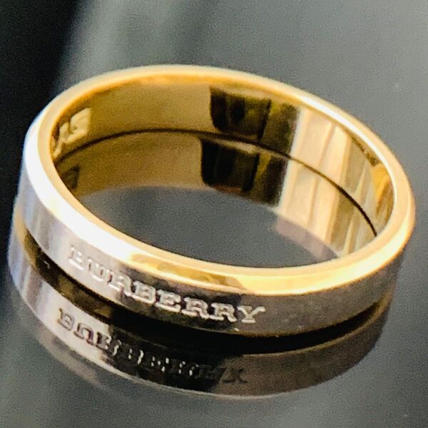 バーバリー k18 指輪 純 プラチナ pt1000 コンビネーション BURBERRY ロゴ リング 10号