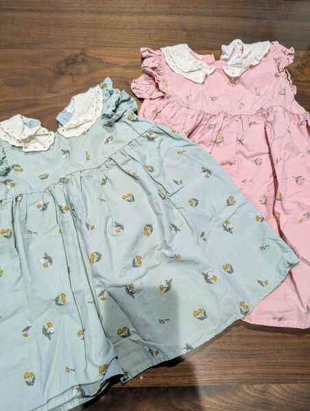 ワンピース 2色セット 80&95cm 2枚セット 姉妹コーデ リンクコーデ ワンピース 可愛い 女の子