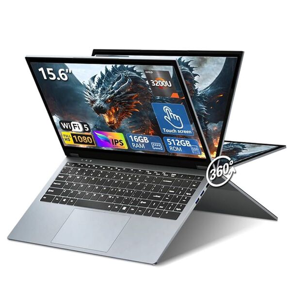 2in1 ノートパソコンAMD Ryzen 3 3200UノートPCの360度回転タッチスクリーンパソコン ノート16GB