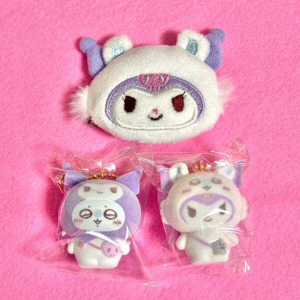 ちいかわ サンリオ コラボ フロッキーマスコット ヘアクリップ モモンガ クロミ 3点セット