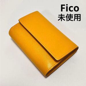 M85 未使用 Fico キーケース 3連キーケース 小銭入れ 本革 レザー 牛革 イエロー メンズ レディース イエロー