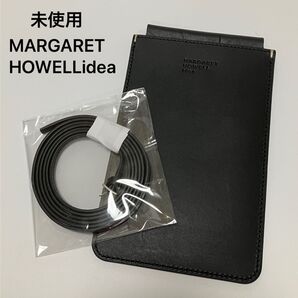 Z773 未使用 定価1.7万 マーガレットハウエルアイデア スマホショルダー スマホポーチ レディース 本革 牛革 ブラック