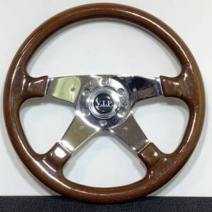 【送料無料・即日発送】マキタ製作所 ウッドステアリング 35パイ 4スポーク ホーンボタン付 ポリッシュメッキ 良品 当時物