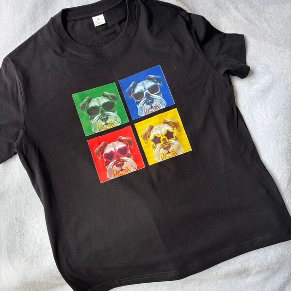 メンズ ブラック Tシャツ シュナウザー Sサイズ