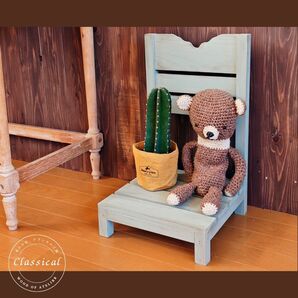 ハンドメイド アンティーク調 木製 フラワースタンド 観葉植物 モスグリーン