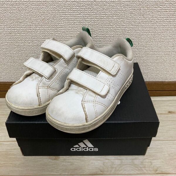 adidas アディダス スニーカー 白 ホワイト 緑 グリーン16.0cm キッズ 子供