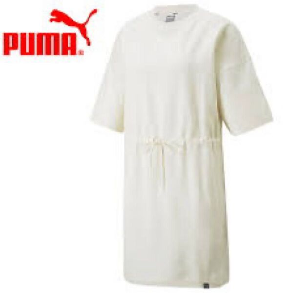 PUMA★ロングTシャツ★L★オフホワイト★チュニック★半袖★ミニワンピ★プーマ ワンピース コットン 半袖