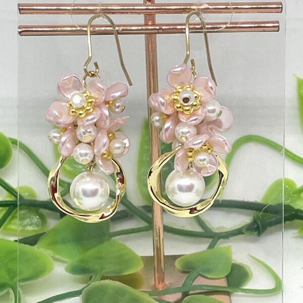 NO.865 ハンドメイド☆ピアスorイヤリング(フック変更無料!)