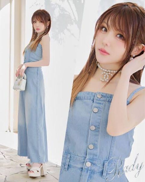 購入意思のないいいね× デニムロングワンピース Rady rady Mサイズ ライトブルー