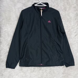 77 adidas ウィンドブレーカー レディース ピンクロゴ L
