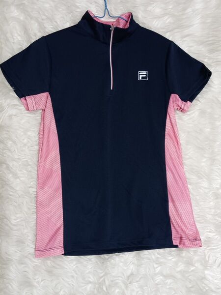 8 FILA ハーフジップシャツ レディース ネイビー/ピンク S