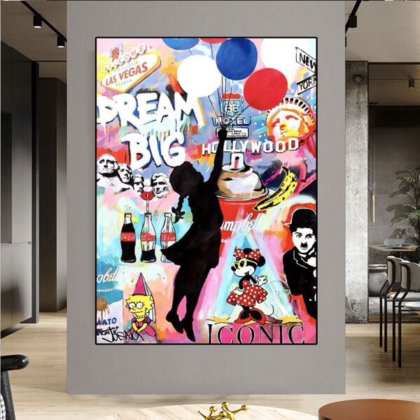 No.65☆半額祭☆キャンバスアート ブランドオマージュアート バンクシー ブレインウォッシュ チャップリン インテリア絵画