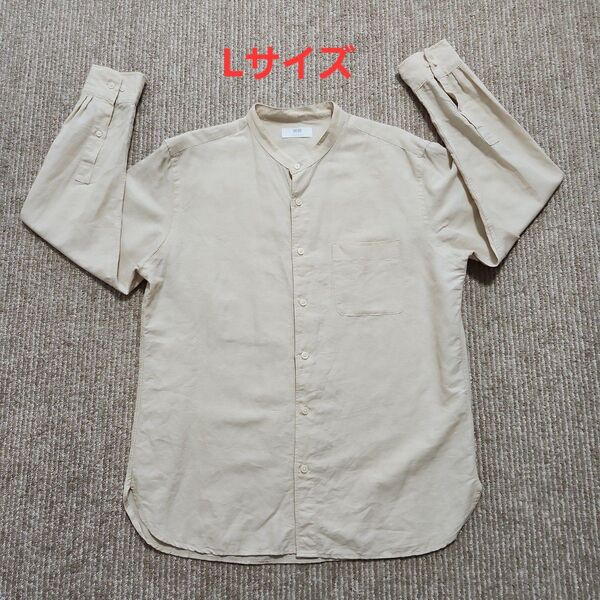 ★UNIQLO ユニクロ リネンコットンスタンドカラーシャツ Lサイズ
