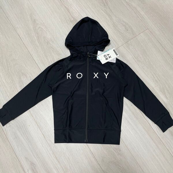120cm ROXY キッズ シップアップパーカーラッシュガード 黒 女の子