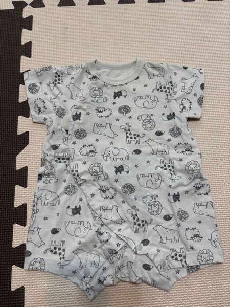 動物柄 半袖ロンパース 50-60cm コンビ肌着 (24 時間以内発送)