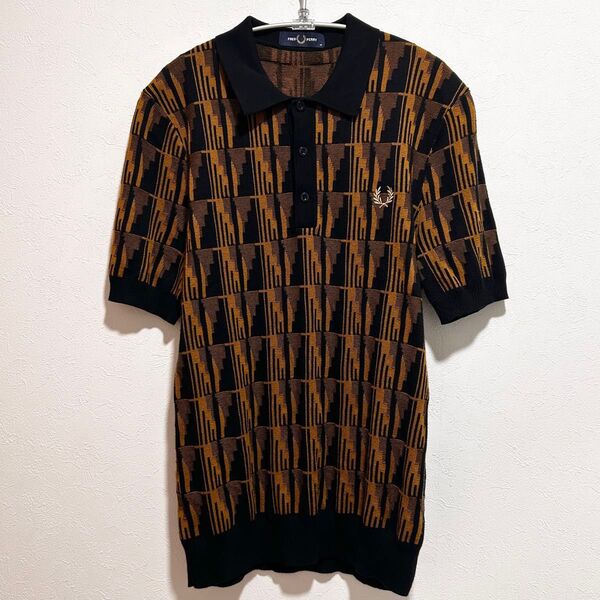 FRED PERRY フレッドペリー ジャガード ニット シャツ K3534 メンズ ポロシャツ 幾何学模様