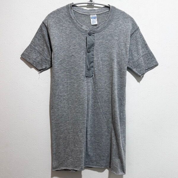 USA製 Health knit ヘンリーネック スラブヘンリー半袖 アメリカ製 US古着 WPL858 70s