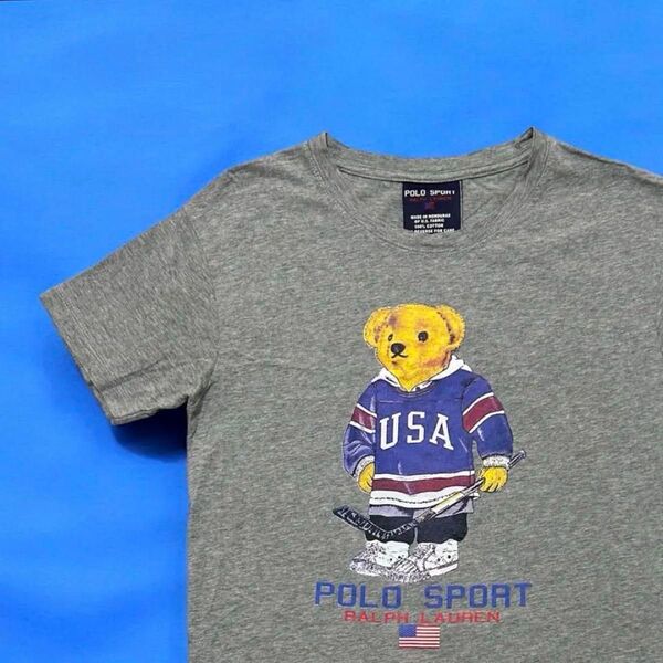 90s vintage!激レアPOLO SPORT USAホッケーベア Tシャツ