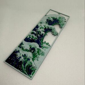 【富嶽三十六景 風景波アート】3Dプリント ブックマーク(グリーン)