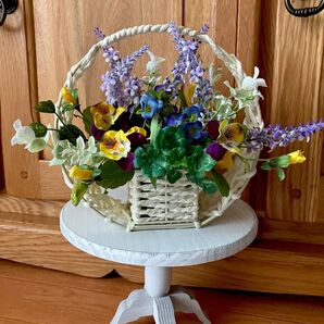 フラワーアレンジメント ハンドメイド 造花 バスケット