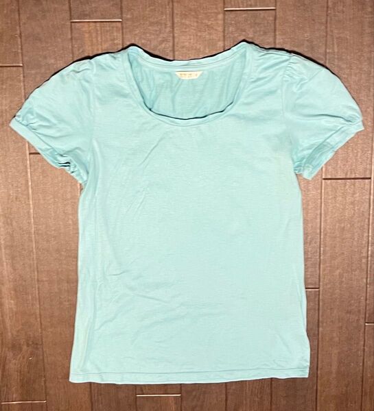 ユニクロ パフスリーブTシャツ スカイブルー バイオレット2枚組 サイズS