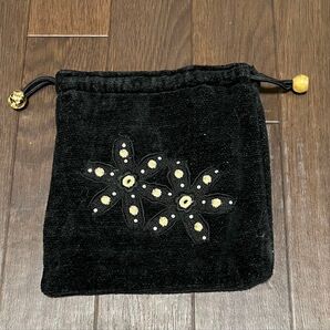 フェイラー 巾着袋 刺繍 花柄 ブラック 黒