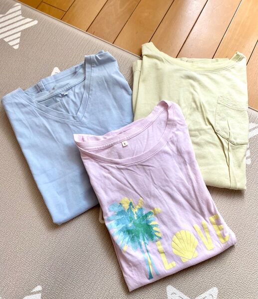 ロゴプリント シンプル 半袖 Tシャツ トップス 3点セット M L