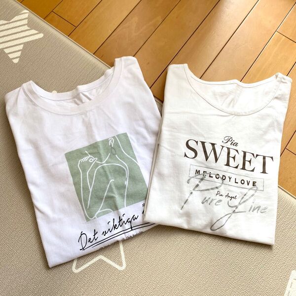 白 プリント ロゴ 半袖 Tシャツ トップス L 〜LL