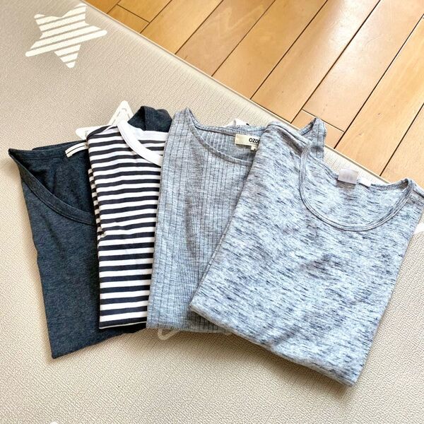 グレー系 ボーダー 半袖Tシャツ トップス M 4点セット