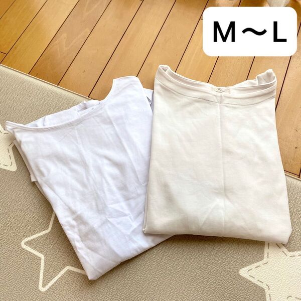 GUなど ホワイト Tシャツ チュニック トップス 2点セット M L